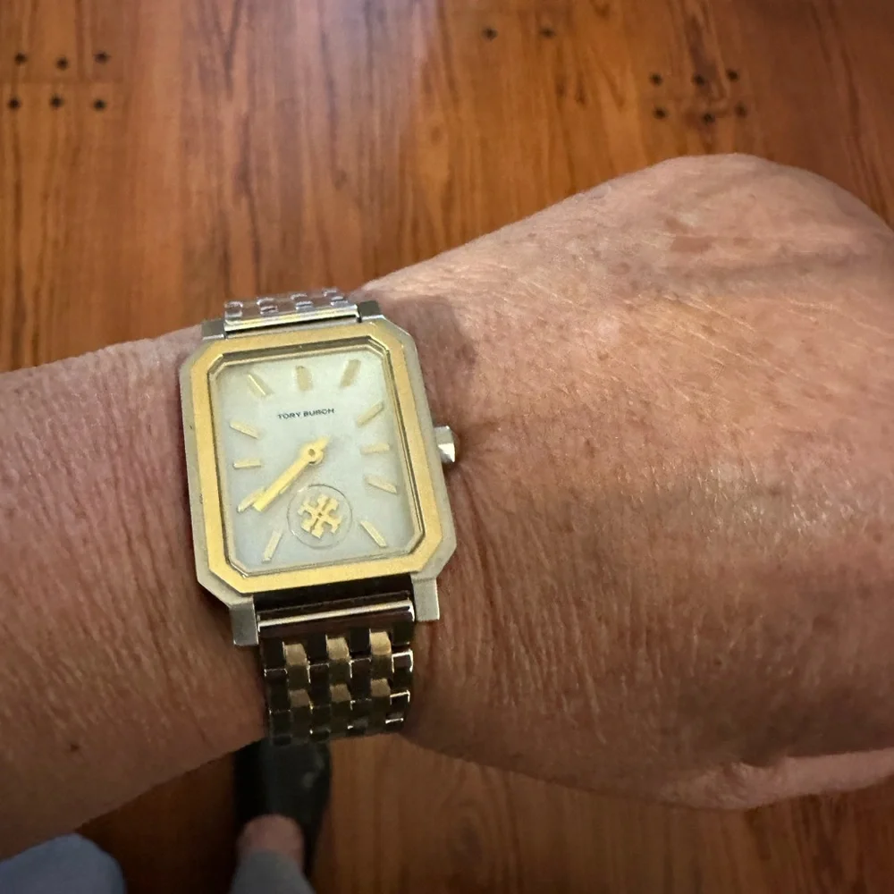 Tory Burch Silver-Tone Stainless Steel Logo Bracelet Watch